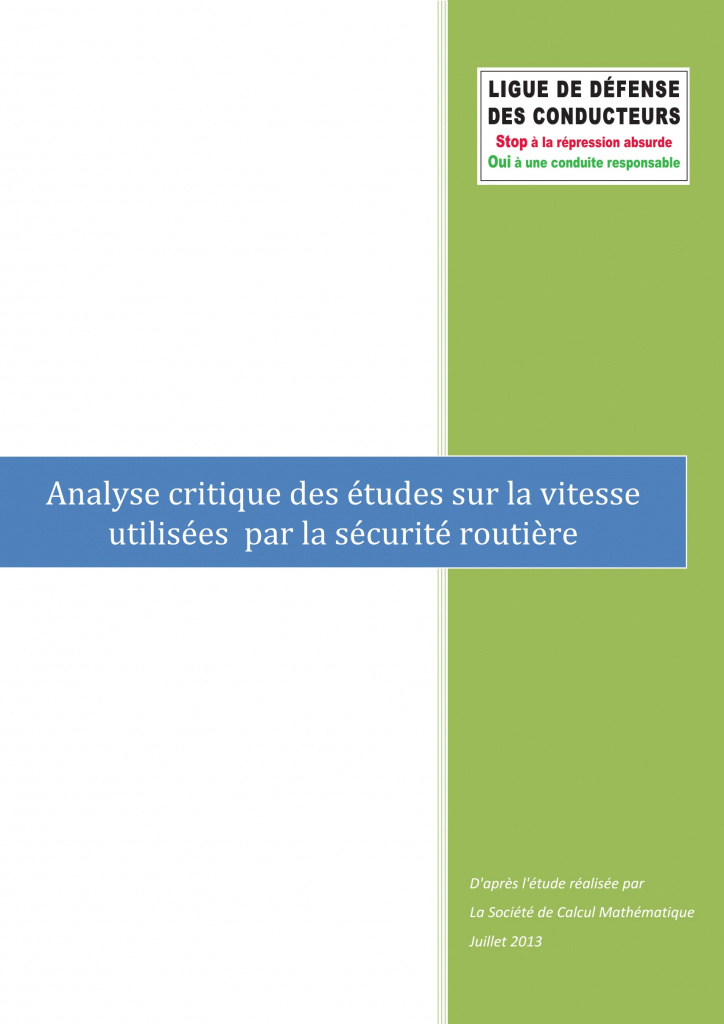 Analyse critique des études utilisées par la sécurité routière